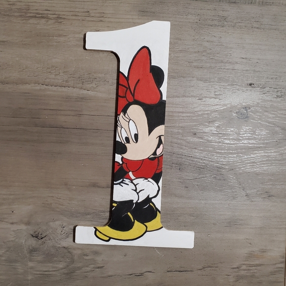 Hand painted Minnie Mouse First Birthday Number One 1 - Picture 1 of 1